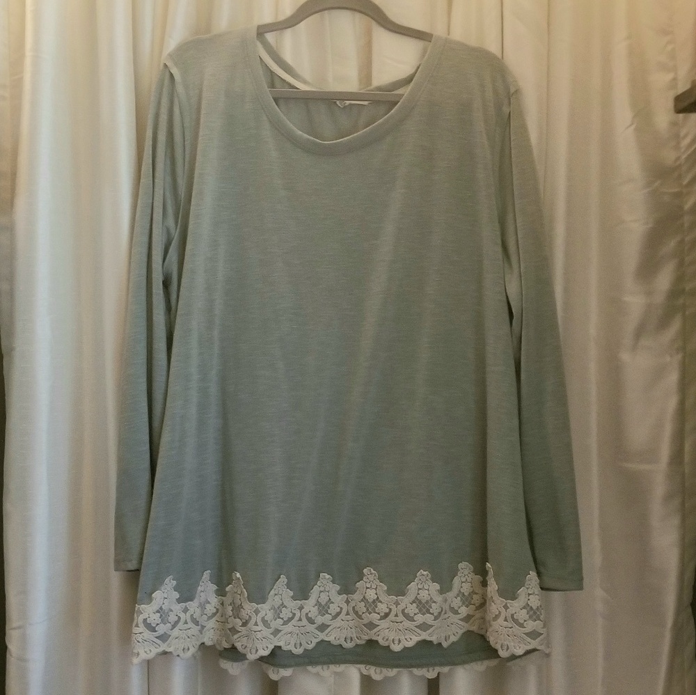 Long Teal Shirt with Lace Detail (3X)